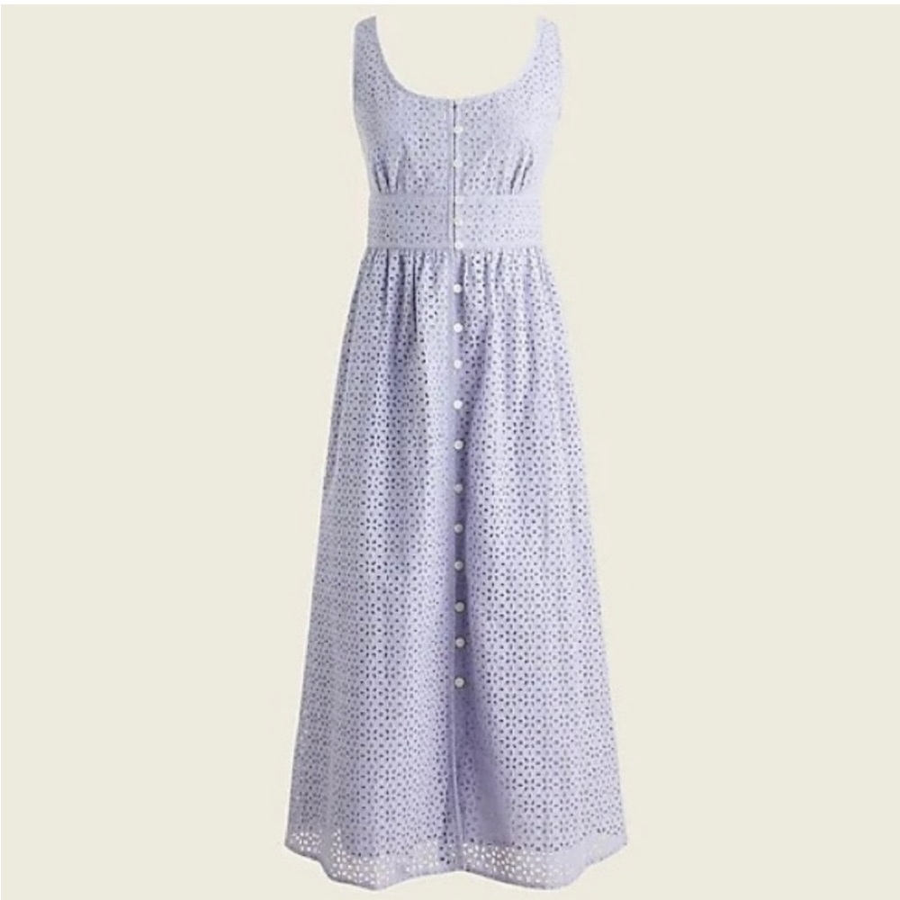 J. Crew Button Front Eyelet Dress with pockets worn Twice! Classic dress!
